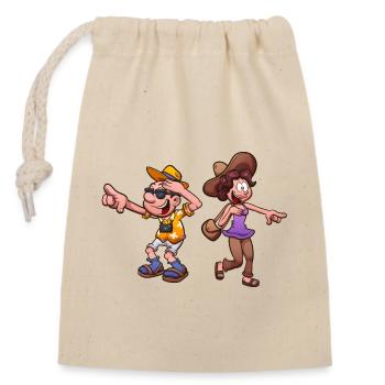 Tourist Couple - Closable cotton gift bag (14x20cm) - nature - Front