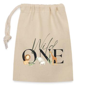 Wild One Safari First Birthday Geburtstag 1 Baby - Closable cotton gift bag (14x20cm) - nature - Front