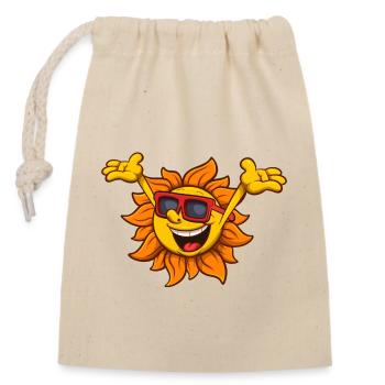 Happy Sun Charakter - Verschließbarer Geschenkbeutel aus Baumwolle (14x20cm) - Natur - Vorne