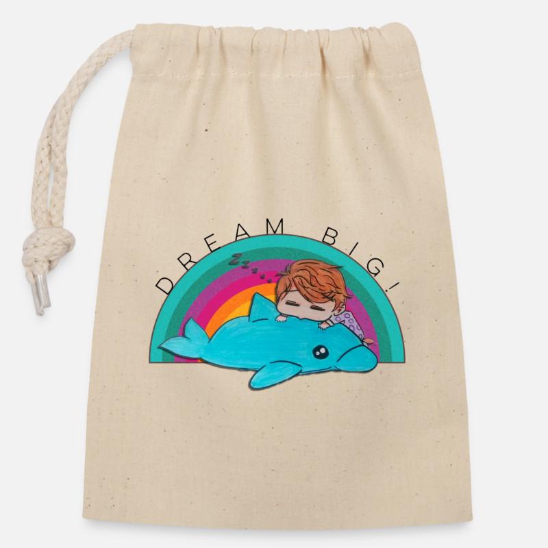 Pour de grands rêves - Sac cadeau en coton avec cordon (14 x 20 cm) - nature