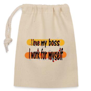 Best motivation I love my work I work for myself - Sac cadeau en coton avec cordon (14 x 20 cm) - nature - Devant