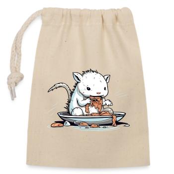 Axolotl mangeur de nouilles - Sac cadeau en coton avec cordon (14 x 20 cm) - nature - Devant