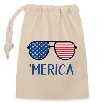 4. Juli Amerika - Verschließbarer Geschenkbeutel aus Baumwolle (14x20cm) - Natur - Vorne