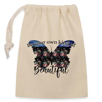 Soyez votre propre genre de beau, Scmetterling schön - Sac cadeau en coton avec cordon (14 x 20 cm) - nature - Devant