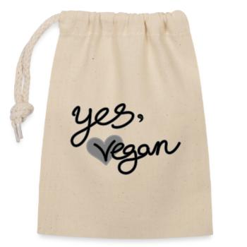 Yes, vegan - Verschließbarer Geschenkbeutel aus Baumwolle (14x20cm) - Natur - Vorne