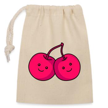 Cherries Comic - Closable cotton gift bag (14x20cm) - nature - Front