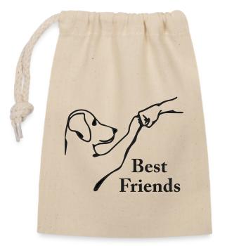 High five Hund - Verschließbarer Geschenkbeutel aus Baumwolle (14x20cm) - Natur - Vorne