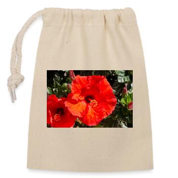 Hibiscus rosa-sinensis also Chinese hibiscus - Closable cotton gift bag (14x20cm) - nature - Front