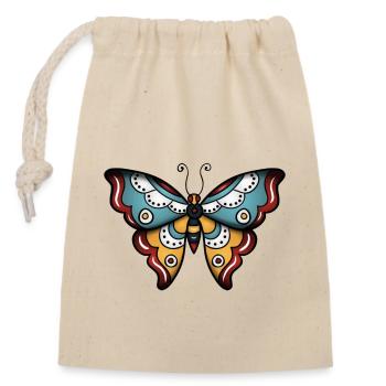 Papillon - Sac cadeau en coton avec cordon (14 x 20 cm) - nature - Devant