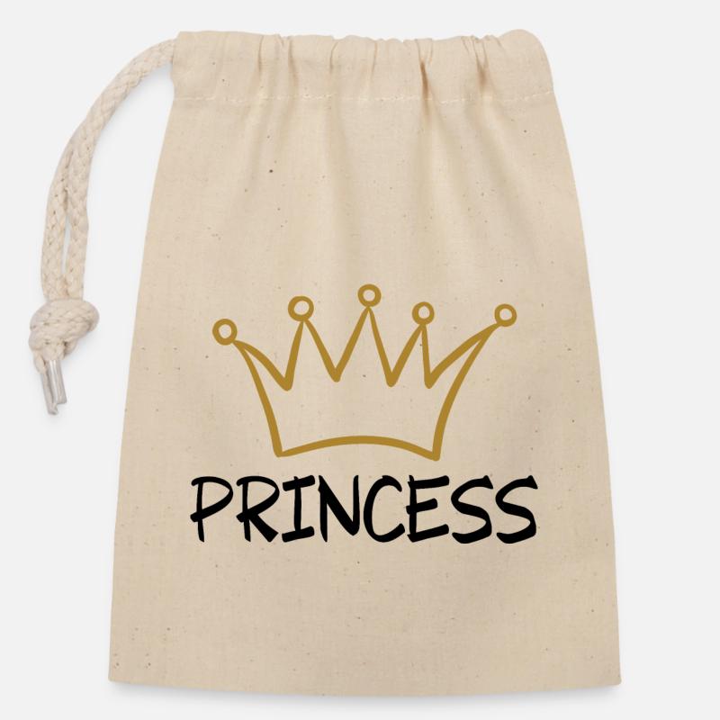 PRINCESS 1 - Verschließbarer Geschenkbeutel aus Baumwolle (14x20cm) - Natur
