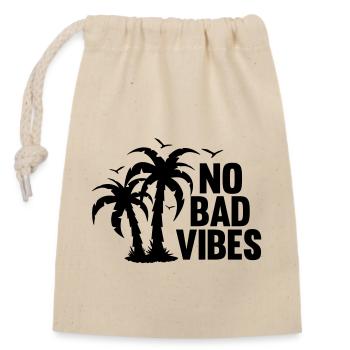 NO BAD VIBES URLAUBSFREUDE - Verschließbarer Geschenkbeutel aus Baumwolle (14x20cm) - Natur - Vorne