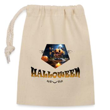 Halloween 2023 Citrouille gourmande - Sac cadeau en coton avec cordon (14 x 20 cm) - nature - Devant