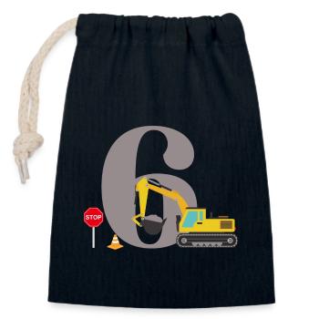 6th anniversary excavator - Closable cotton gift bag (14x20cm) - navy - Front