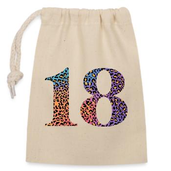 18th Birthday Leopard - Closable cotton gift bag (14x20cm) - nature - Front