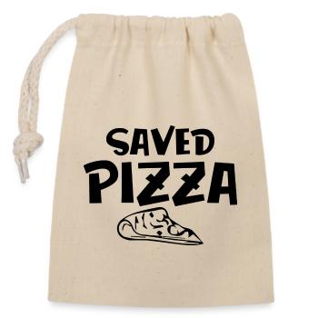 Saved Pizza Männer Bio - Verschließbarer Geschenkbeutel aus Baumwolle (14x20cm) - Natur - Vorne
