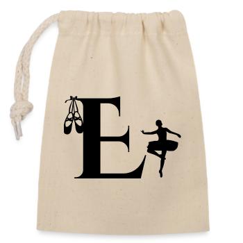 Buchstabe e Ballerina - Verschließbarer Geschenkbeutel aus Baumwolle (14x20cm) - Natur - Vorne