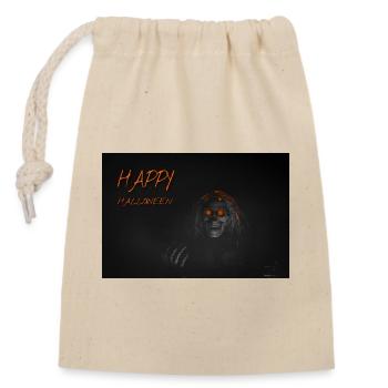 Crâne d’Halloween orange lueur - Sac cadeau en coton avec cordon (14 x 20 cm) - nature - Devant