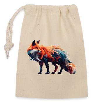 Farbenfroher abstrakter Fuchs - Verschließbarer Geschenkbeutel aus Baumwolle (14x20cm) - Natur - Vorne