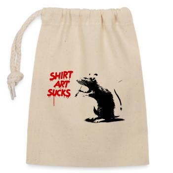 SHIRT ART SUCKS Ratten StreetArt - Verschließbarer Geschenkbeutel aus Baumwolle (14x20cm) - Natur - Vorne
