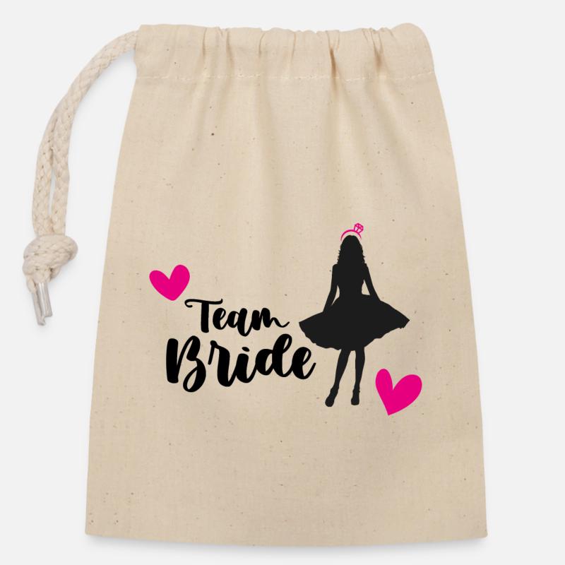 Team Bride, Bride Crew - Verschließbarer Geschenkbeutel aus Baumwolle (14x20cm) - Natur
