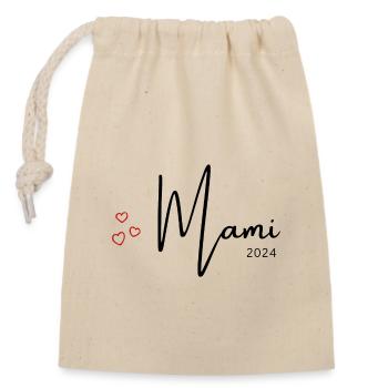 Mami 2024 - Verschließbarer Geschenkbeutel aus Baumwolle (14x20cm) - Natur - Vorne