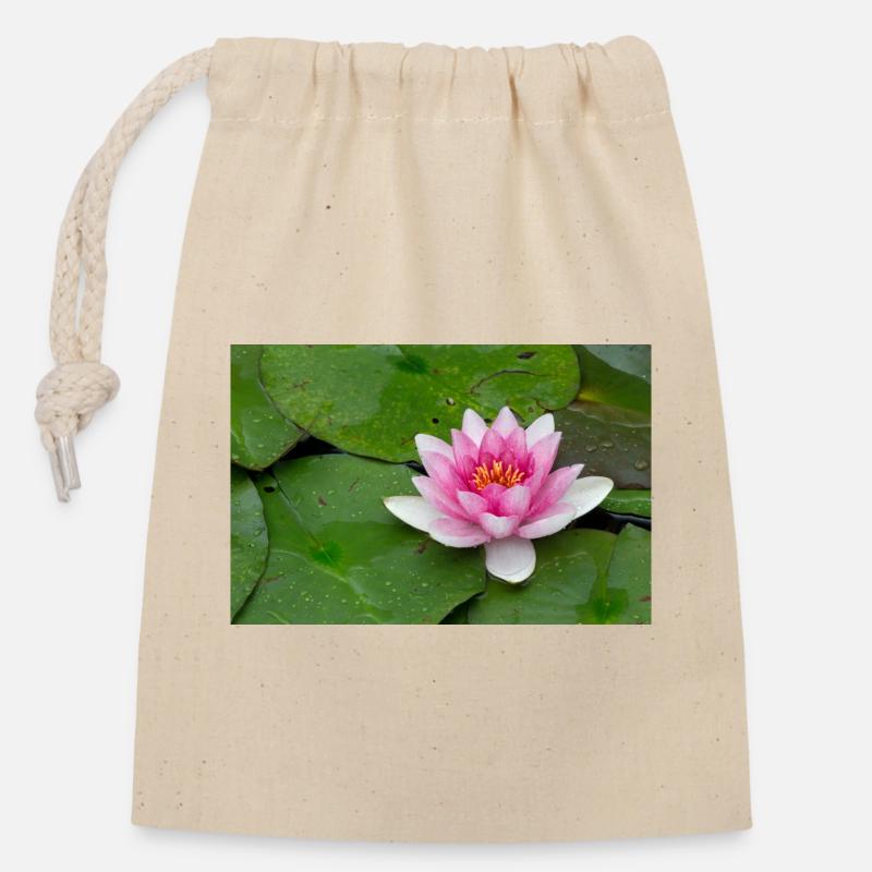 Nénuphar - Sac cadeau en coton avec cordon (14 x 20 cm) - nature