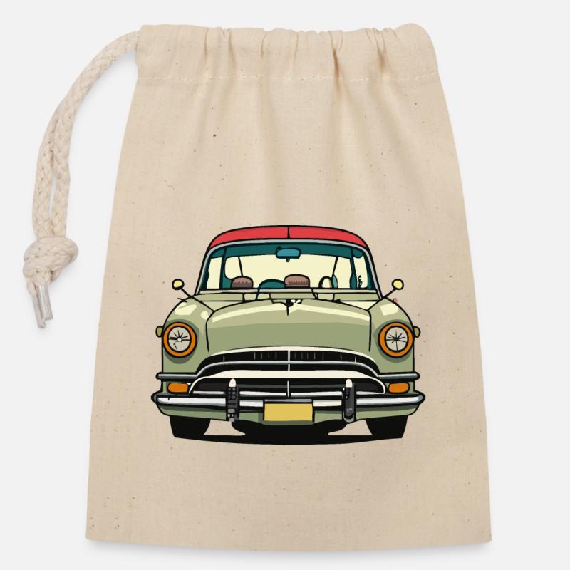 Oldtimer - Verschließbarer Geschenkbeutel aus Baumwolle (14x20cm) - Natur
