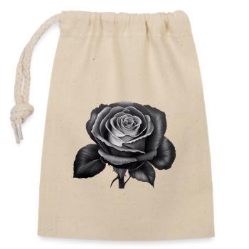 Rose in Black White Blossom Flower Beauty Nature - Closable cotton gift bag (14x20cm) - nature - Front