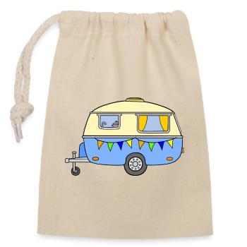 Caravane Caravane Vintage Bleu Clair - Sac cadeau en coton avec cordon (14 x 20 cm) - nature - Devant
