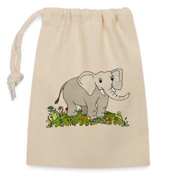 Elefant - Verschließbarer Geschenkbeutel aus Baumwolle (14x20cm) - Natur - Vorne