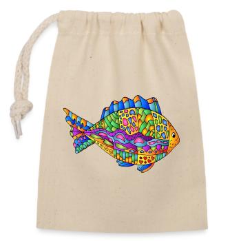 Poisson - Sac cadeau en coton avec cordon (14 x 20 cm) - nature - Devant