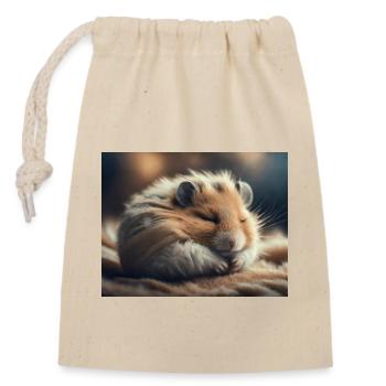 Cute animals doing hibernation – hamster - Closable cotton gift bag (14x20cm) - nature - Front