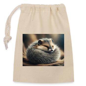 Cute animals doing hibernation – dormouse - Closable cotton gift bag (14x20cm) - nature - Front