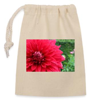 Dahlie rot Blüte ,Blume - Verschließbarer Geschenkbeutel aus Baumwolle (14x20cm) - Natur - Vorne