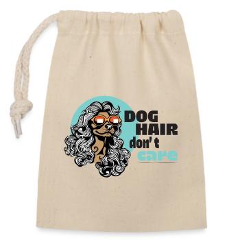 dog hair, don't care - Closable cotton gift bag (14x20cm) - nature - Front