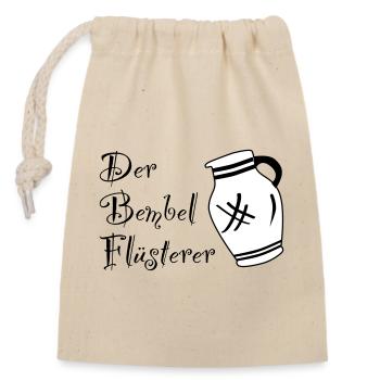 Der Bembelflüsterer - Pssst! Horsche ma her! #FFM - Verschließbarer Geschenkbeutel aus Baumwolle (14x20cm) - Natur - Vorne