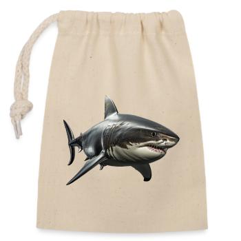 Great White Shark - Closable cotton gift bag (14x20cm) - nature - Front