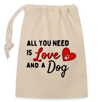 All You Need Is Love AND a Dog - Herz mit Pfote - Closable cotton gift bag (14x20cm) - nature - Front