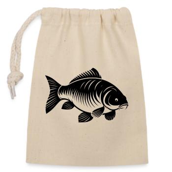 Carpe transparente noire - Sac cadeau en coton avec cordon (14 x 20 cm) - nature - Devant