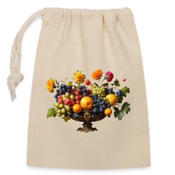 Corbeille à fruits - Sac cadeau en coton avec cordon (14 x 20 cm) - nature - Devant