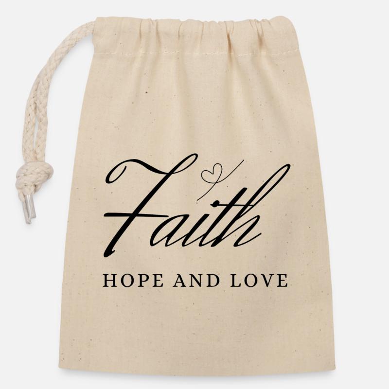 Faith - Closable cotton gift bag (14x20cm) - nature
