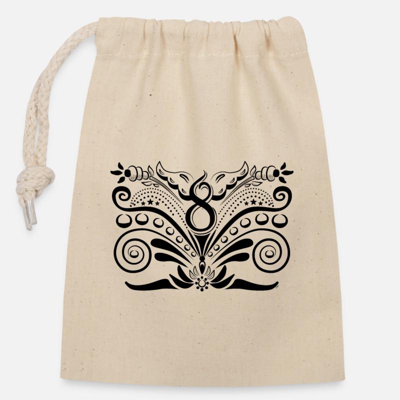 Kurbits V8 No:1 - black - Closable cotton gift bag (14x20cm) - nature