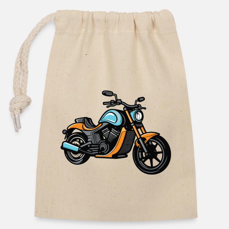 Motard Motard - Sac cadeau en coton avec cordon (14 x 20 cm) - nature