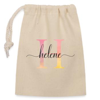 H | Monogram | Name | Helene |Watercolor - Closable cotton gift bag (14x20cm) - nature - Front