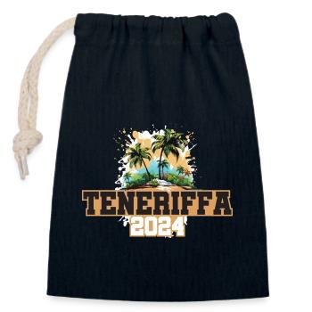 Tenerife 2024 Voyage vacances - Sac cadeau en coton avec cordon (14 x 20 cm) - bleu marine - Devant