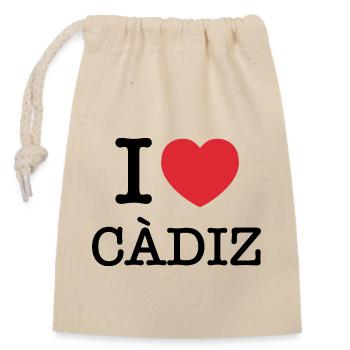 J’aime Cadix | Cadix | I Heart Cádiz | Espagne - Sac cadeau en coton avec cordon (14 x 20 cm) - nature - Devant