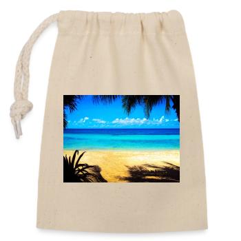 PARADIES STRAND - Verschließbarer Geschenkbeutel aus Baumwolle (14x20cm) - Natur - Vorne