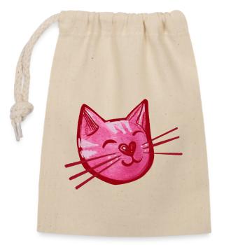 Pink Kitty Cat - Closable cotton gift bag (14x20cm) - nature - Front