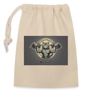 Jeu de mots ambigu sur l’expression allemande - Muskelkater - Sac cadeau en coton avec cordon (14 x 20 cm) - nature - Devant