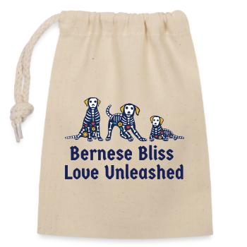Berner Glückseligkeit Liebe entleine Berner Sennenhund - Verschließbarer Geschenkbeutel aus Baumwolle (14x20cm) - Natur - Vorne